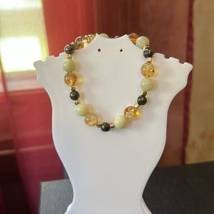 Inspired by me handcrafted Abundance Bracelet with Citrine, pyrite,  and Jade